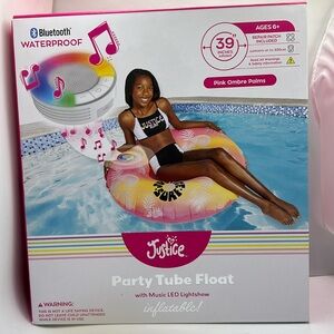 NWOT Pink Inflatable Float w/Music LED Light Show waterproof Bluetooth age 6-+